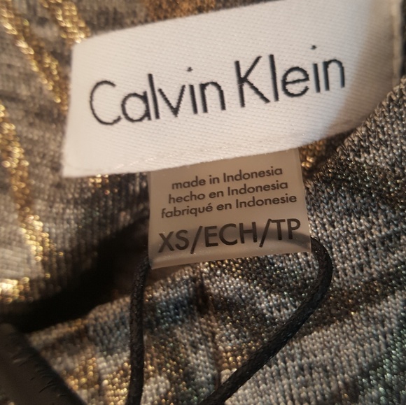 XS Calvin Klein Metallic Geometric Blouse - Picture 4 of 7